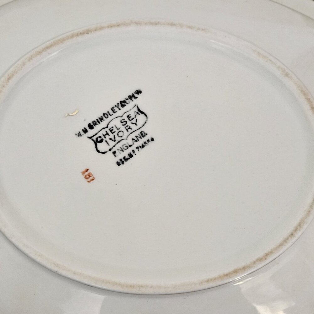 WH Grindley & Co England Serving Dish Chelsey Ivory Blue White Yellow Floral VTG - Picture 10 of 16